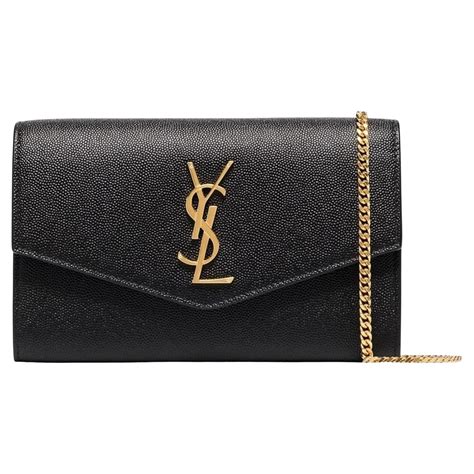 ysl wallet on chain black|UPTOWN chain wallet in grain de poudre embossed leather.